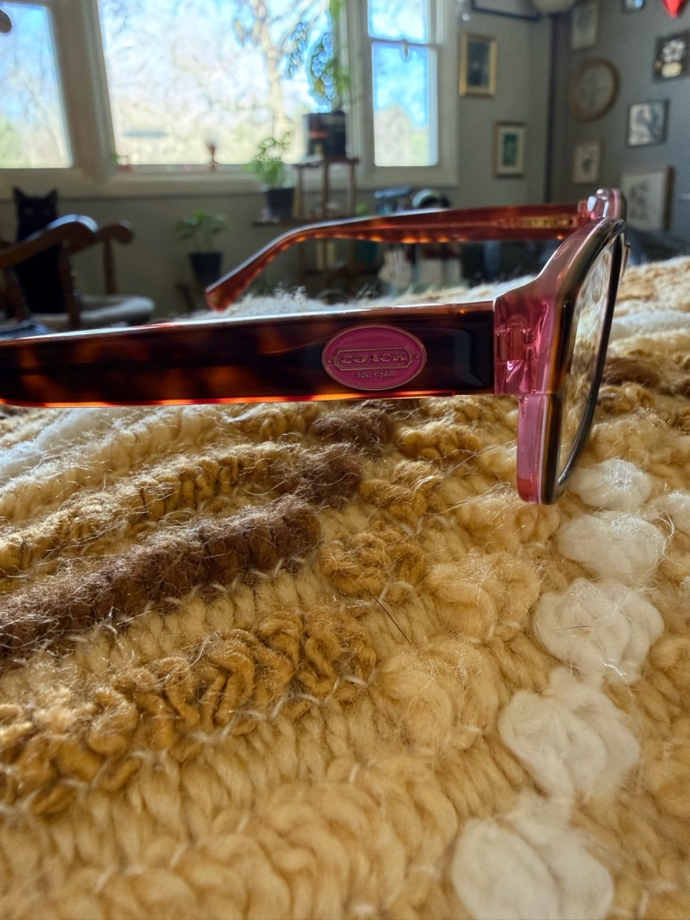 Coach Brooklyn Rectangle Shaped Glasses in Pink/Tortoise - Picture 5 of 10